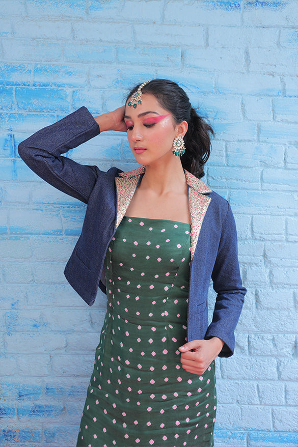 Jhilmil Denim Blazer with One piece