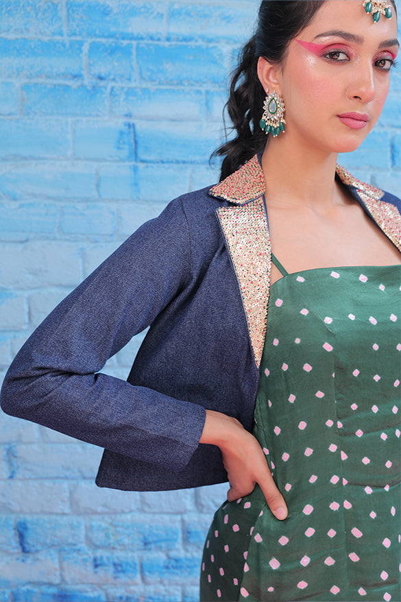 Jhilmil Denim Blazer with One piece