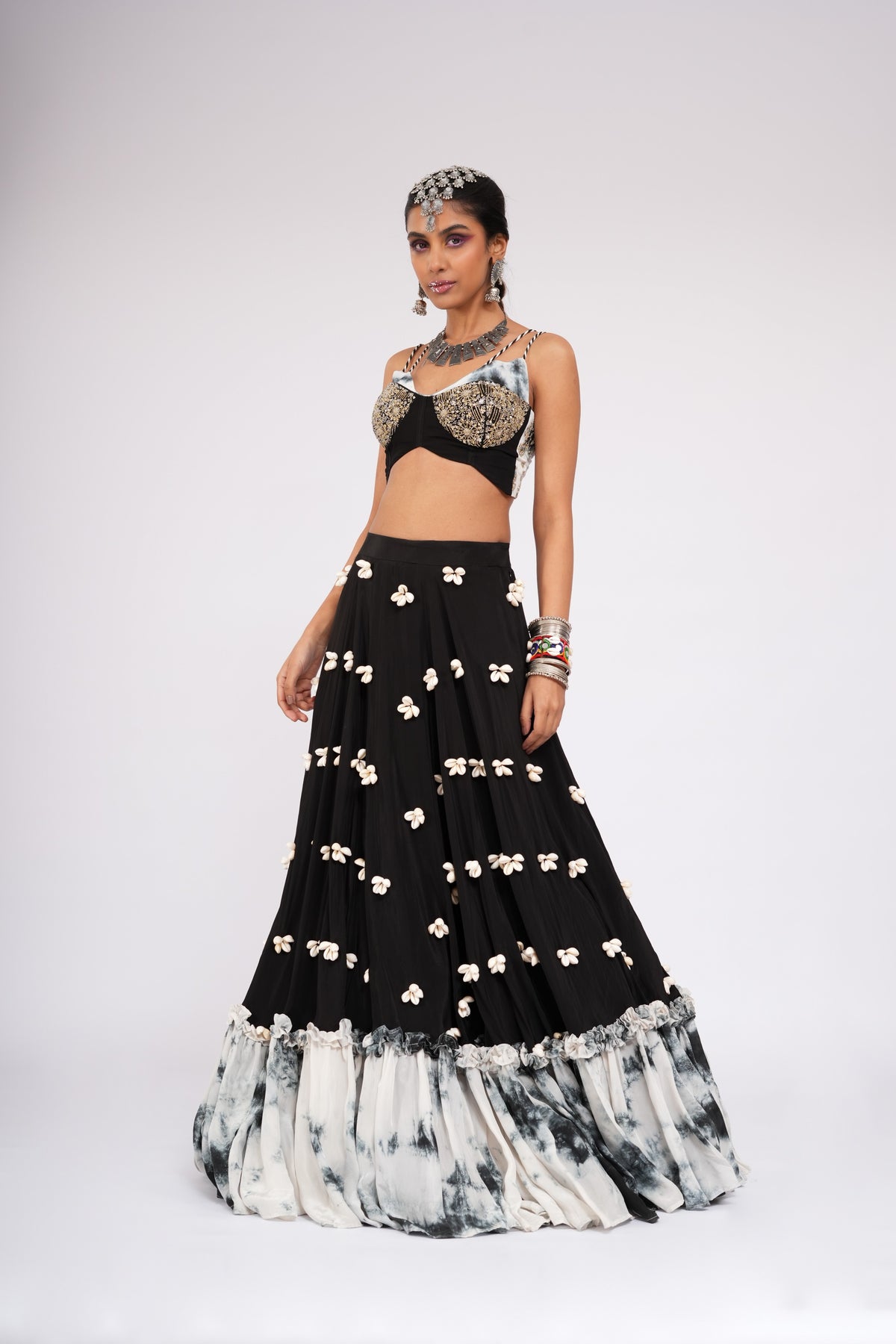 Hungama - Black and white Lehenga With Bustier