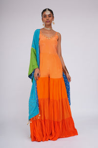 Orange Candy - Jumpsuit with Embroidered Stole