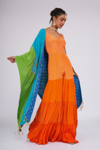 Orange Candy - Jumpsuit with Embroidered Stole