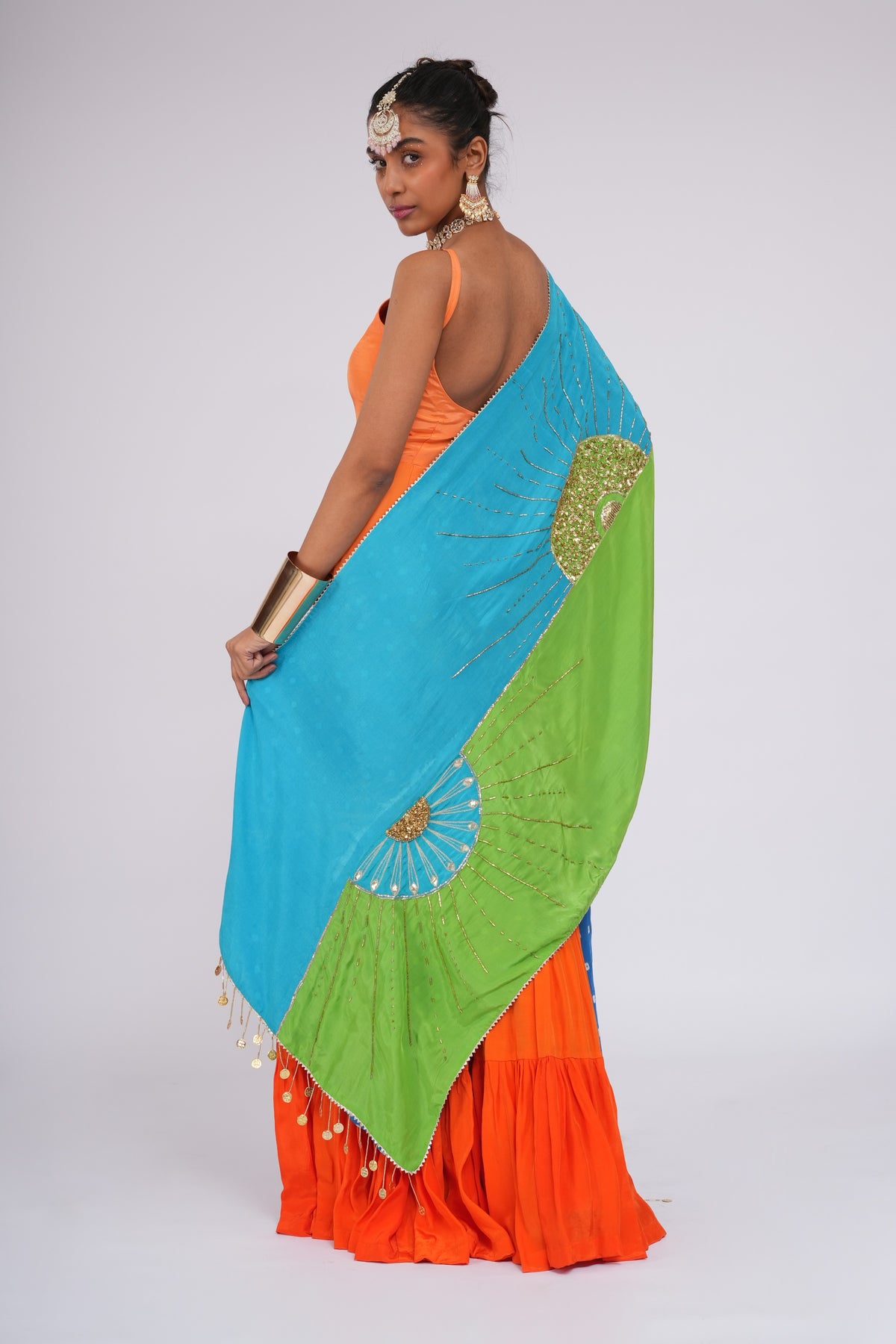 Orange Candy - Jumpsuit with Embroidered Stole