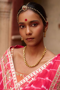 Gulnar – Rani Pink Leheriya Saree with Terracotta Blouse