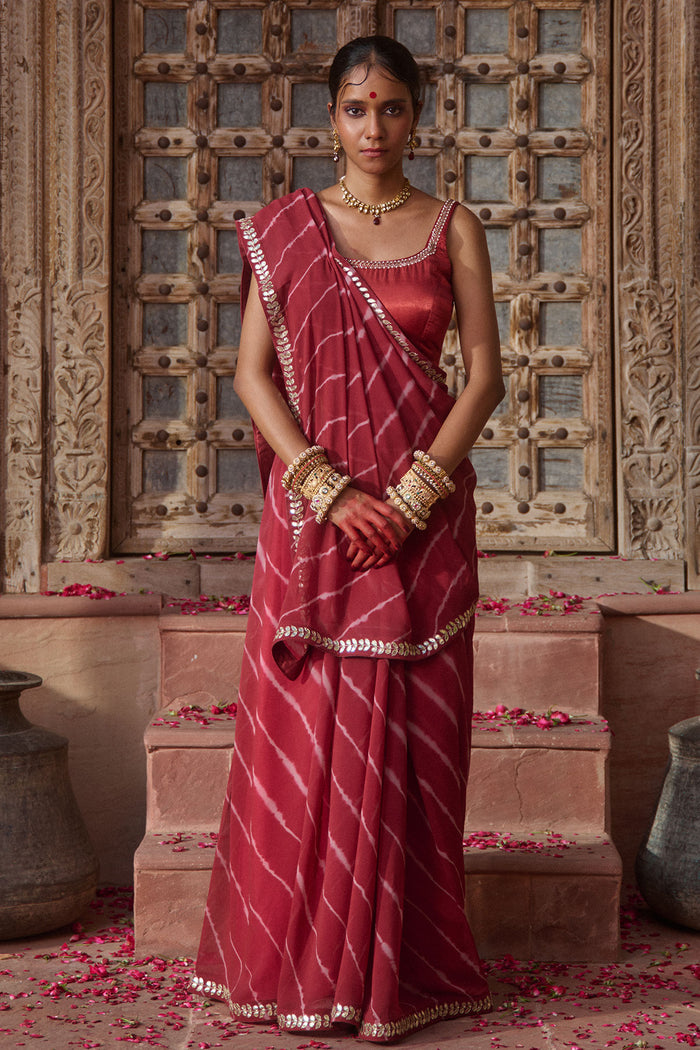 Rajrani – Maroon Leheriya Saree and Matching Blouse