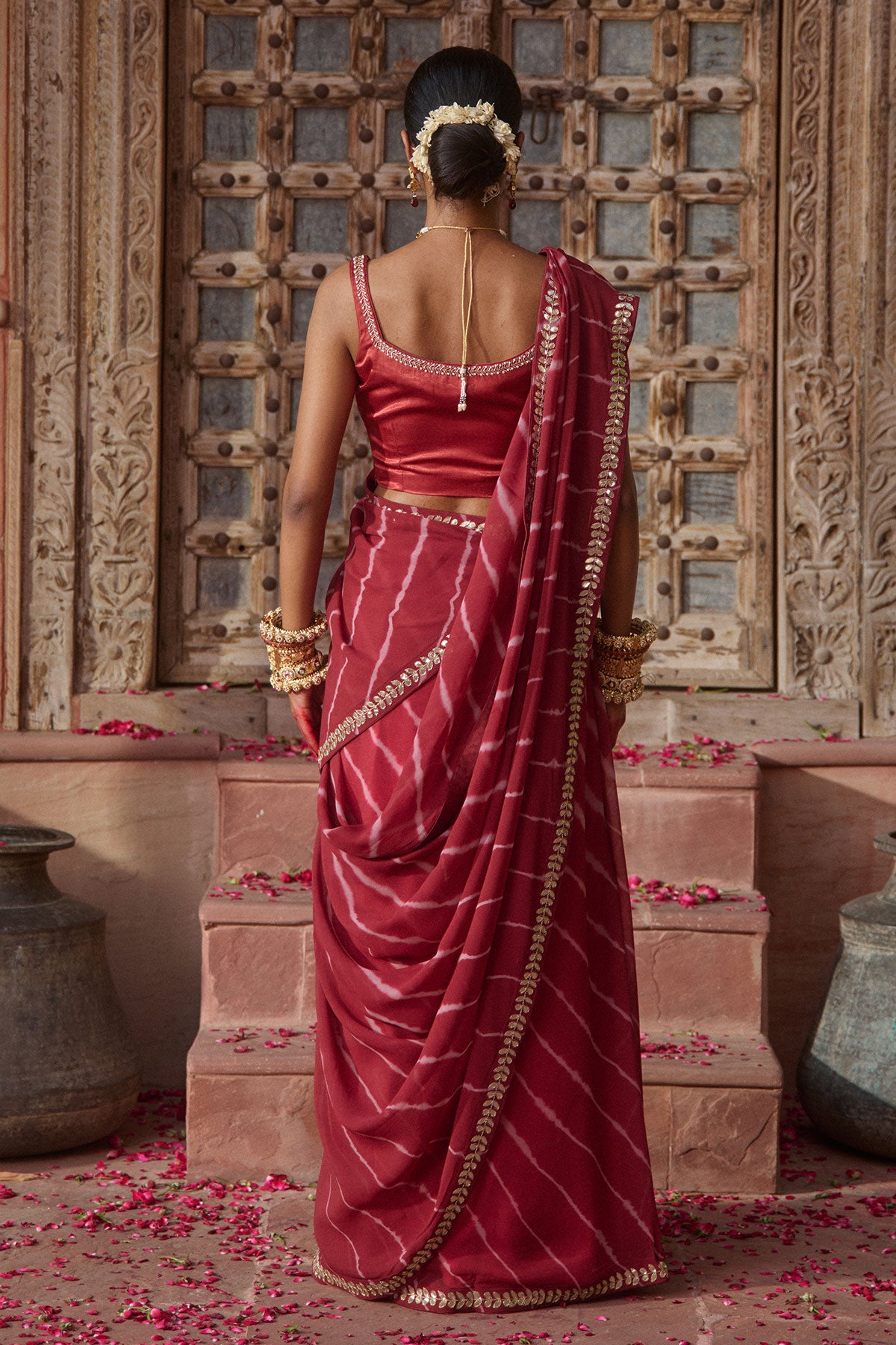 Rajrani – Maroon Leheriya Saree and Matching Blouse