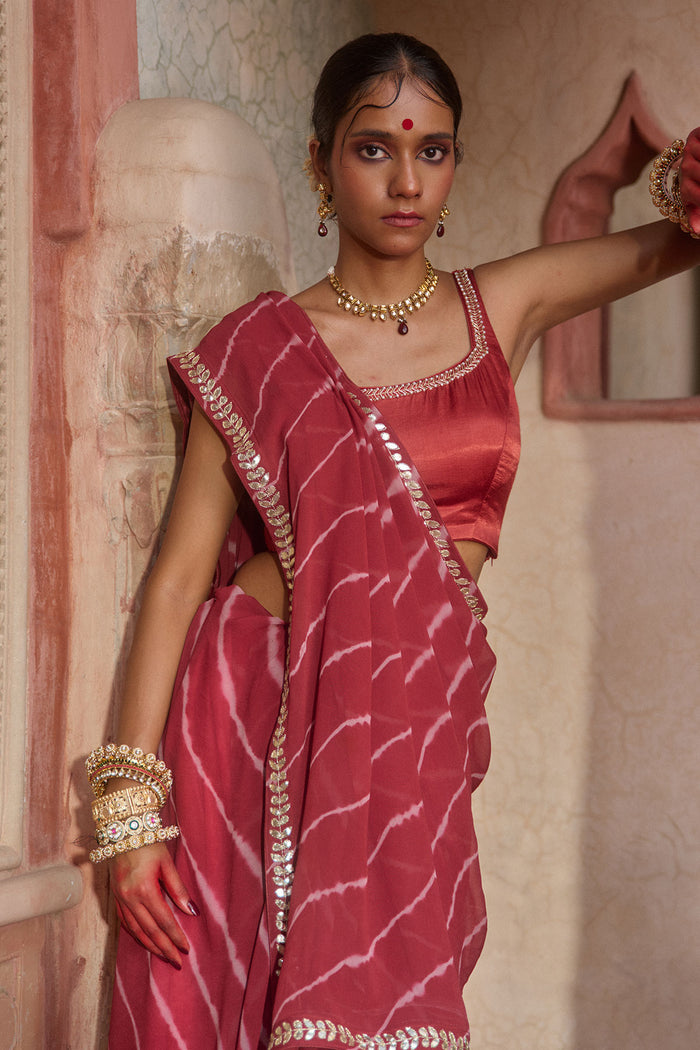 Rajrani – Maroon Leheriya Saree and Matching Blouse