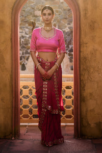 Gulbahar – Magenta Leheriya Saree with Fuchsia Blouse