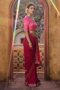 Gulbahar – Magenta Leheriya Saree with Fuchsia Blouse