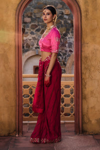 Gulbahar – Magenta Leheriya Saree with Fuchsia Blouse