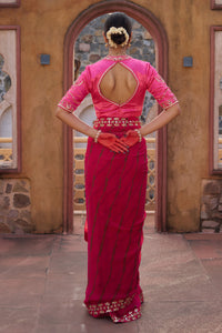 Gulbahar – Magenta Leheriya Saree with Fuchsia Blouse