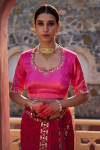 Gulbahar – Magenta Leheriya Saree with Fuchsia Blouse