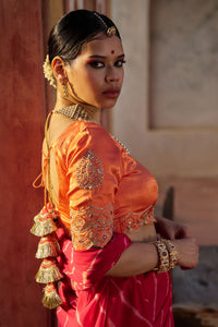 Charumati – Red Leheriya Saree with Light Orange Blouse