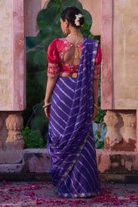 Rajeshwari – Royal Purple Saree with Rani Puff-Sleeve Blouse