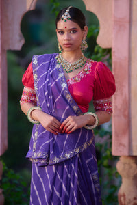 Rajeshwari – Royal Purple Saree with Rani Puff-Sleeve Blouse
