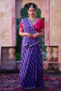 Rajeshwari – Royal Purple Saree with Rani Puff-Sleeve Blouse