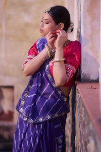 Rajeshwari – Royal Purple Saree with Rani Puff-Sleeve Blouse