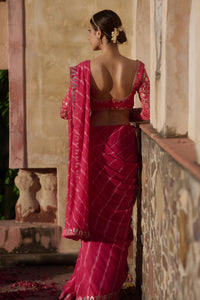 Rajmata – Rani Pink Leheriya Saree with Heritage Jaal-Work Blouse